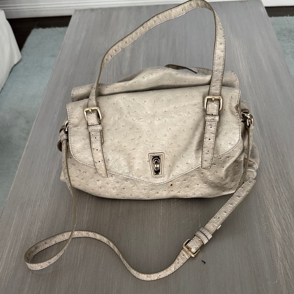 Marc by Marc Jacobs Aurora Ostrich Embossed Beige Satchel Purse - Picture 2 of 13
